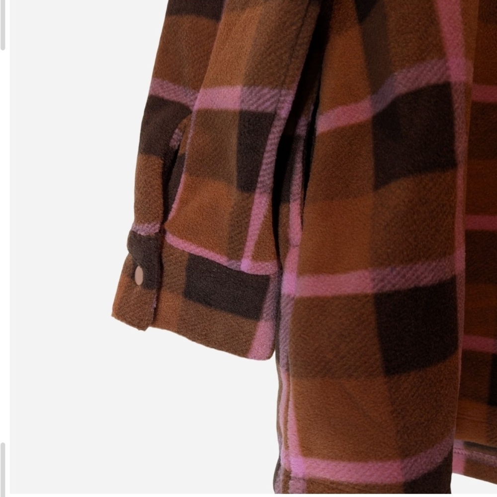 Pre-owned Women's Plaid Utility Jacket in Brown and Pink - Picture 6 of 8